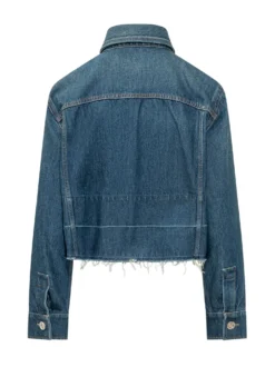 Cropped Shirt with Frayed Hem