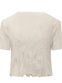 Cropped Short Sleeve Top with Crew Neck