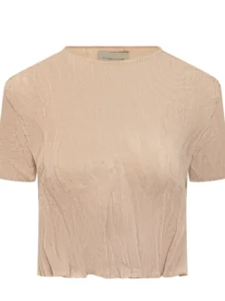 Cropped Short Sleeve Top with Crew Neck