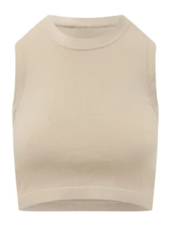 Cropped Sleeveless Top with Crew Neck
