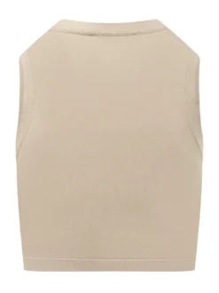Cropped Sleeveless Top with Crew Neck