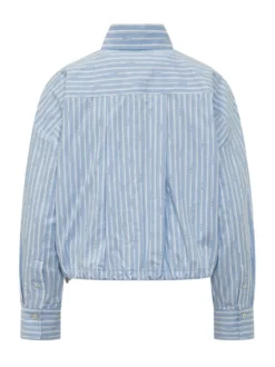 Cropped Striped Shirt with Classic Collar