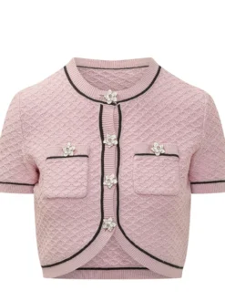Cropped Top with Flower Buttons