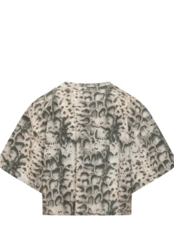 Cropped T-shirt with Print and Logo