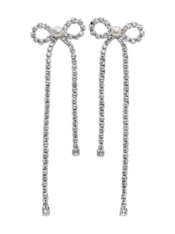 Crystal Bow Drop Earrings
