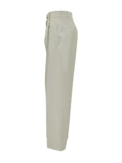 Curved Leg Trousers with Pleats