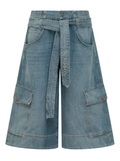 Denim Bermuda Shorts with Cargo Pockets