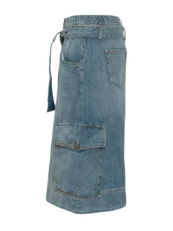 Denim Bermuda Shorts with Cargo Pockets