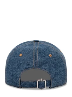 Denim Cap with Curved Visor and Embroidered Logo
