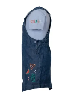 Denim Dungaree Romper Set with Embroidery