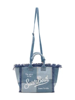Denim Hand Bag with Fringed Details