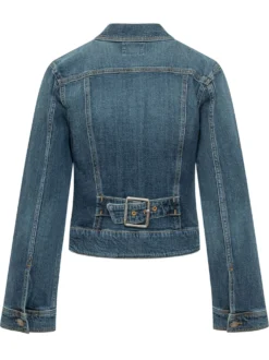 Denim Jacket with Collar and Pockets