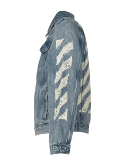 Denim Jacket with Diag Sketch Print