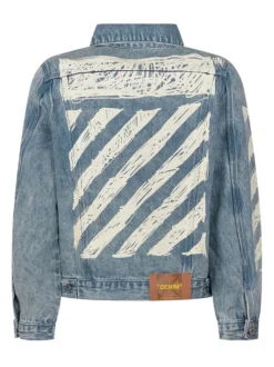 Denim Jacket with Diag Sketch Print