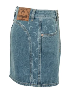 Denim Mini Skirt with Front Zips
