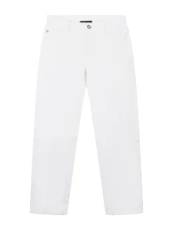 Denim Pants with Five Pockets and Button Closure
