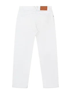Denim Pants with Five Pockets and Button Closure