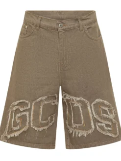 Denim Shorts with Applied Logo