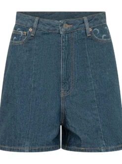 Denim Shorts with Pockets and Front Closure