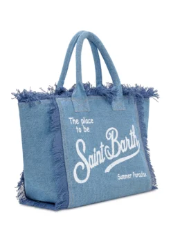 Denim Shoulder Bag with Fringes