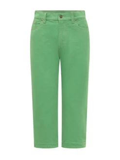 Denim Trousers with Front Closure and Pockets