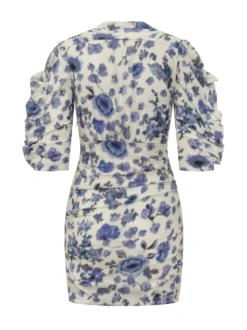 Doris Draped Dress with Ruched Sleeves