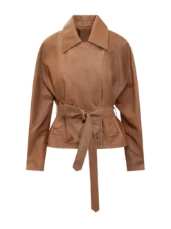 Double Breasted Jacket with Belt and Collar