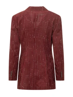 Double-Breasted Pinstripe Blazer with Peak Lapels