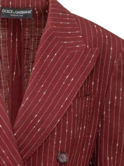 Double-Breasted Pinstripe Blazer with Peak Lapels