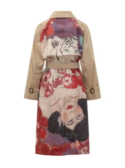 Double Breasted Trench Coat with Belt and Lapels