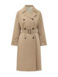 Double Breasted Trench Coat with Belt and Lapels