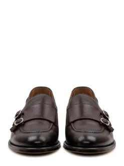 Double Buckle Loafers in Leather