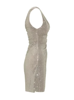 Draped Mini Dress with Rhinestones