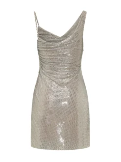 Draped Mini Dress with Rhinestones