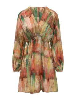 Draped Short Dress with Print