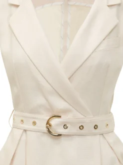 Dress Amadine with Belt and Lapel Neckline