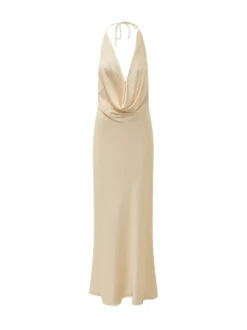 Dress Halter with Deep Neckline and Draping