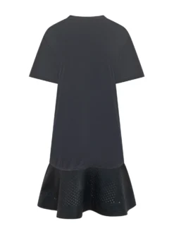 Dress with Short Sleeves and Eyelet Flounce Hem