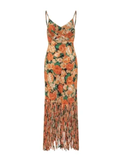 Dress with Straps and Fringed Skirt