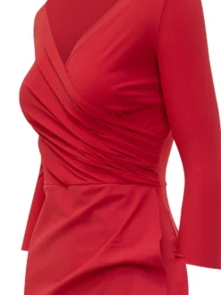 Dress with V-Neck and Draped Design