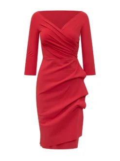 Dress with V-Neck and Draped Design