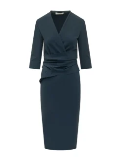 Dress with V-Neck and Draped Waist