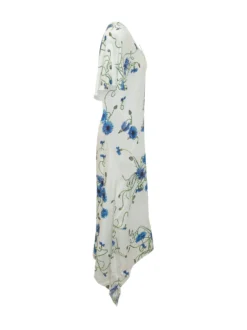 Dress with V Neck and Floral Print