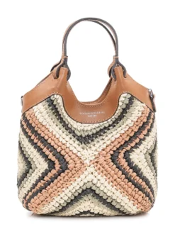 Dua Handbag with Geometric Woven Texture