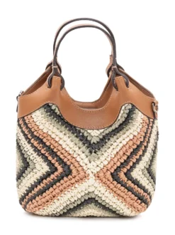 Dua Handbag with Geometric Woven Texture