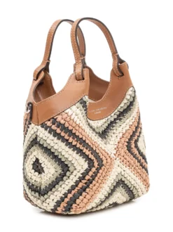 Dua Handbag with Geometric Woven Texture