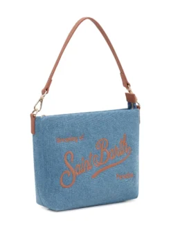 Fabric Shoulder Bag with Embroidered Logo