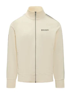 Felpa con Zip Collo Alto e Logo