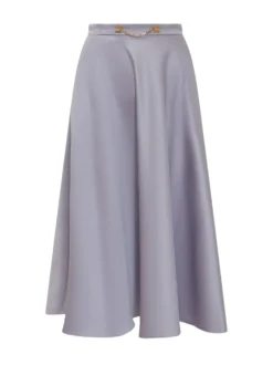 Flared Midi Skirt with Chain