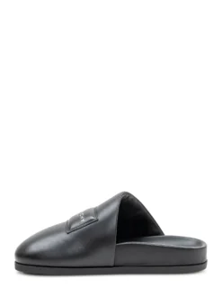 Flat Mule with Smooth Upper and Logo